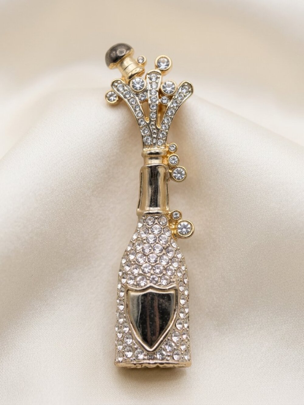 Vintage Carolee Limited Edition 1994 Champagne Bottle Brooch 3.25 inches